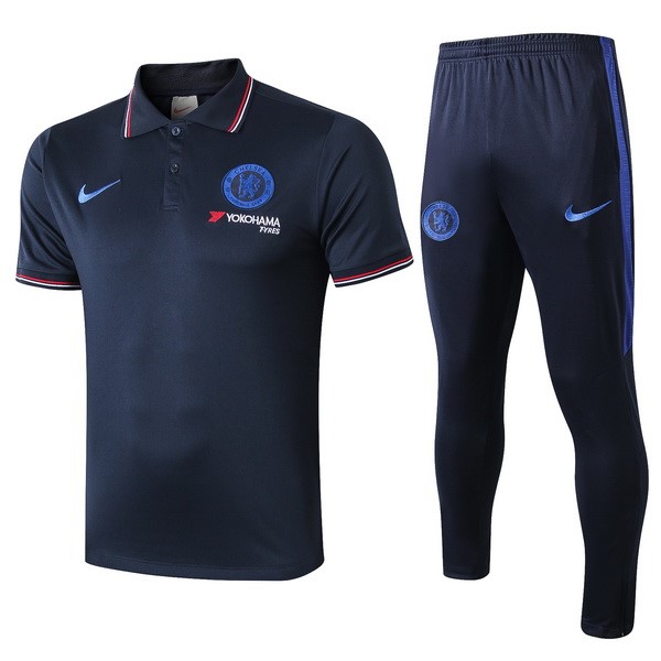 Polo Komplett Set Chelsea 2019-20 Blau Marine